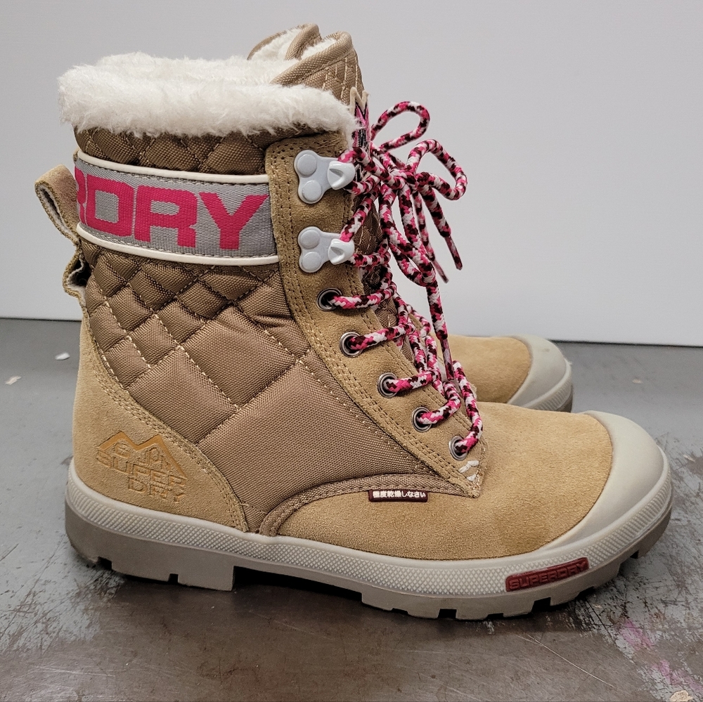 CLEARANCE JPN SUPERDRY TOYKO SNOW BOOTS BLOCK HEEL ROUND TOE WOMEN'S SZ 7 - Picture 1 of 15